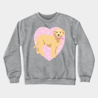 Golden Doodle Dog with Pink Heart Crewneck Sweatshirt